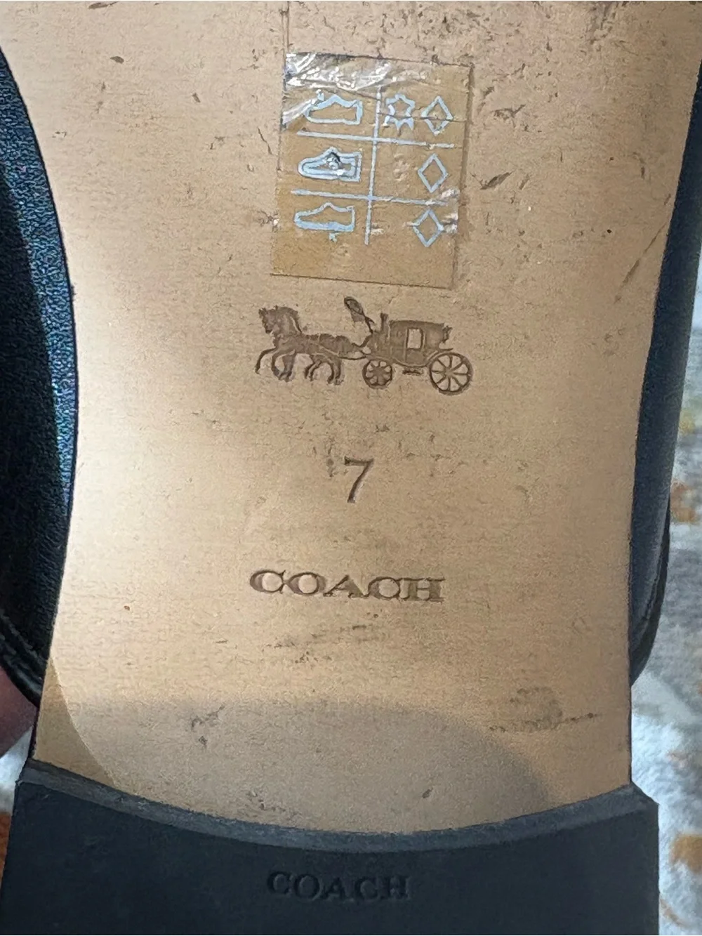 Coach Black Leather Slip-On Loafers with Tan Insole - Picture 9 of 10